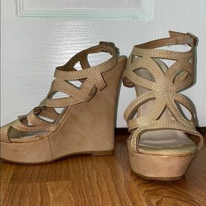 Beige Wedge Heels